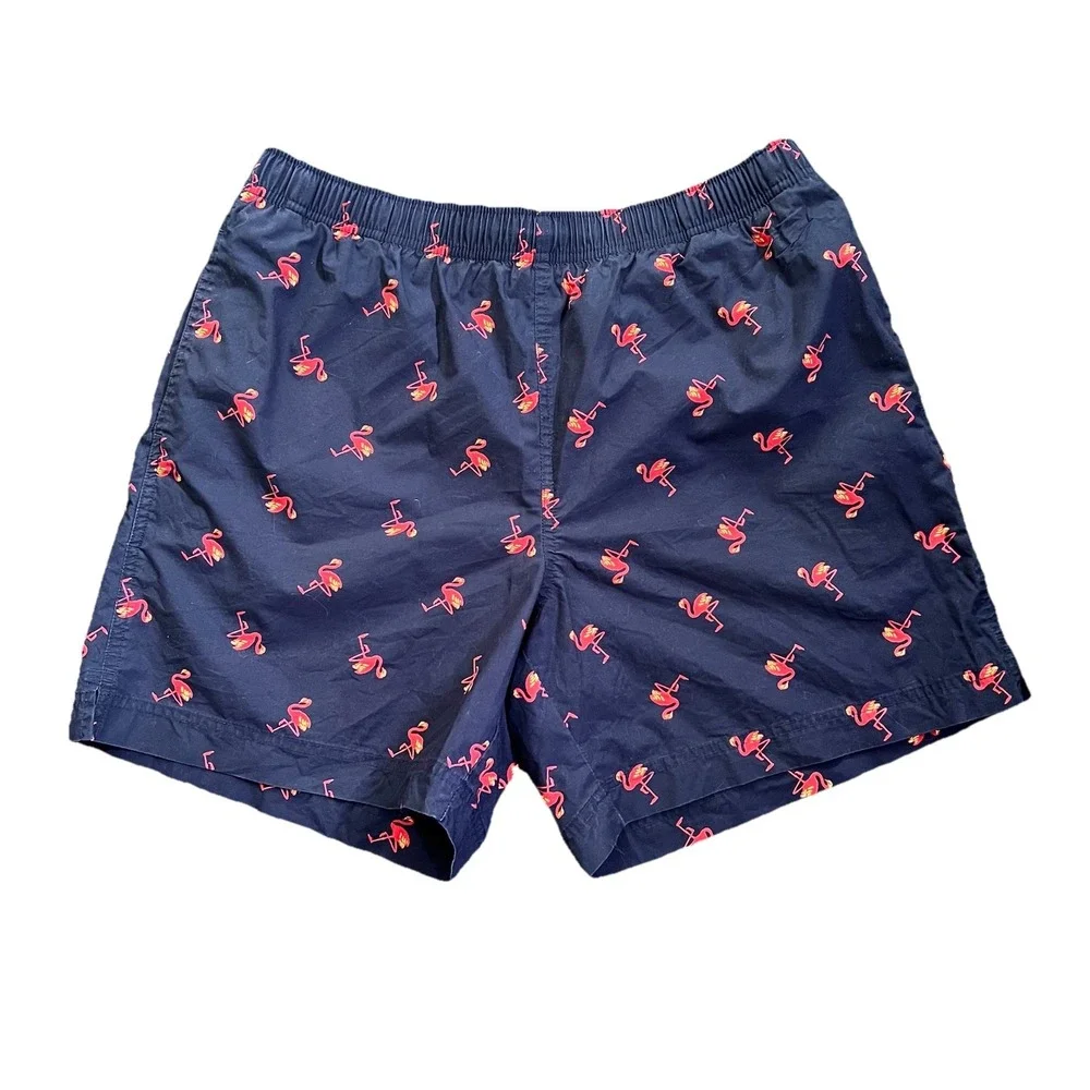 Vintage Polo Sport Ralph Lauren All Over Print Swim Flamingo‎ Swim Trunks M Logo